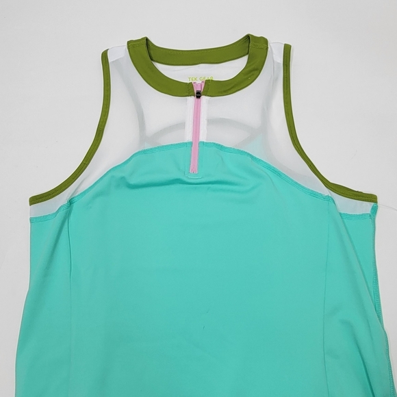 Tek Gear Zip-Up Tennis Dress Aqua Stone Colorblock Spring Pink White Lime - Picture 10 of 10